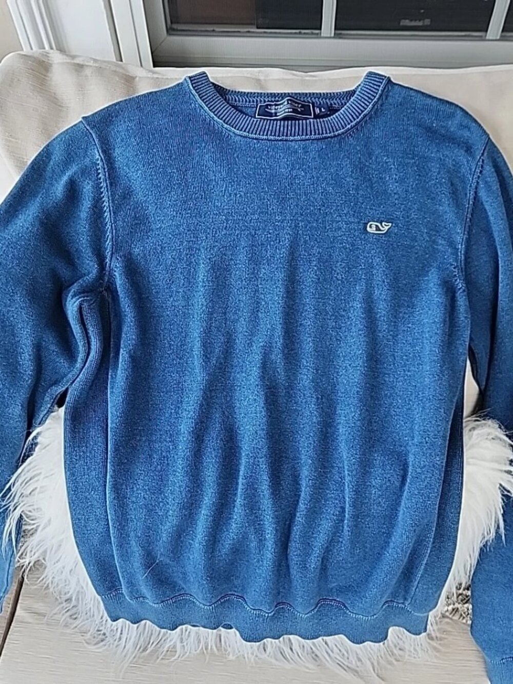 Vineyard Vines Sweater Boys L Light Blue Cotton Knit Crewneck